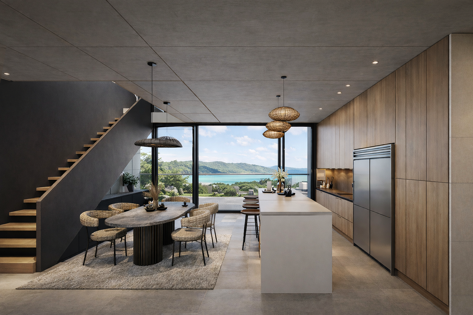 Interiér s výhľadom na more